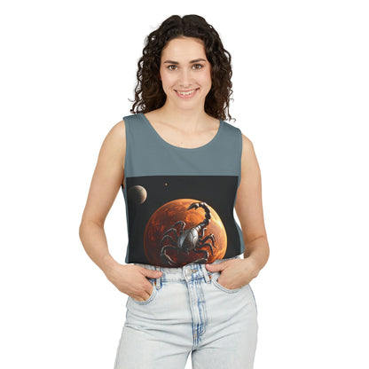 Unisex Garment-Dyed, Tank Top, Scorpio Design, Planet Symbol, 100% US cotton