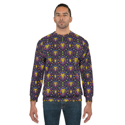 Unisex Sweatshirt (AOP), Leo, Zodiac v3, Jewel Pattern