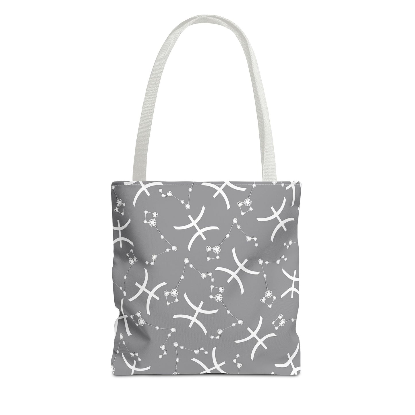 Tote Bag, Pisces Zodiac Sign, AOP, (Grey, White)