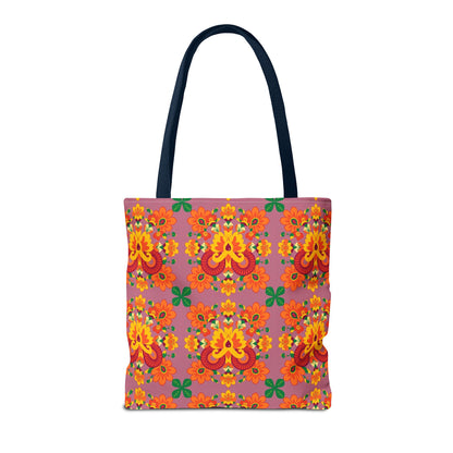 Tote Bag (AOP), Aries, Zodiac v1, Flower Pattern