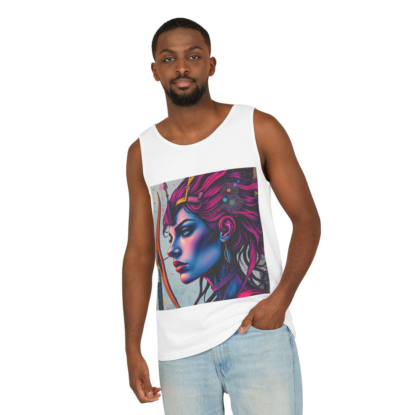 Unisex Garment-Dyed, Tank Top, Sagittarius Design, Pop Art, 100% US cotton
