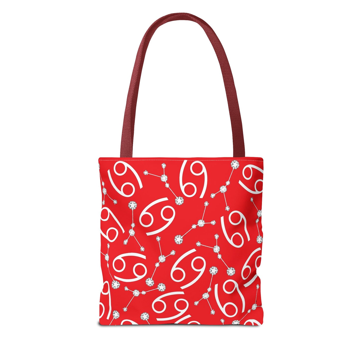Tote Bag, Cancer Zodiac Sign, AOP, (Red, White)