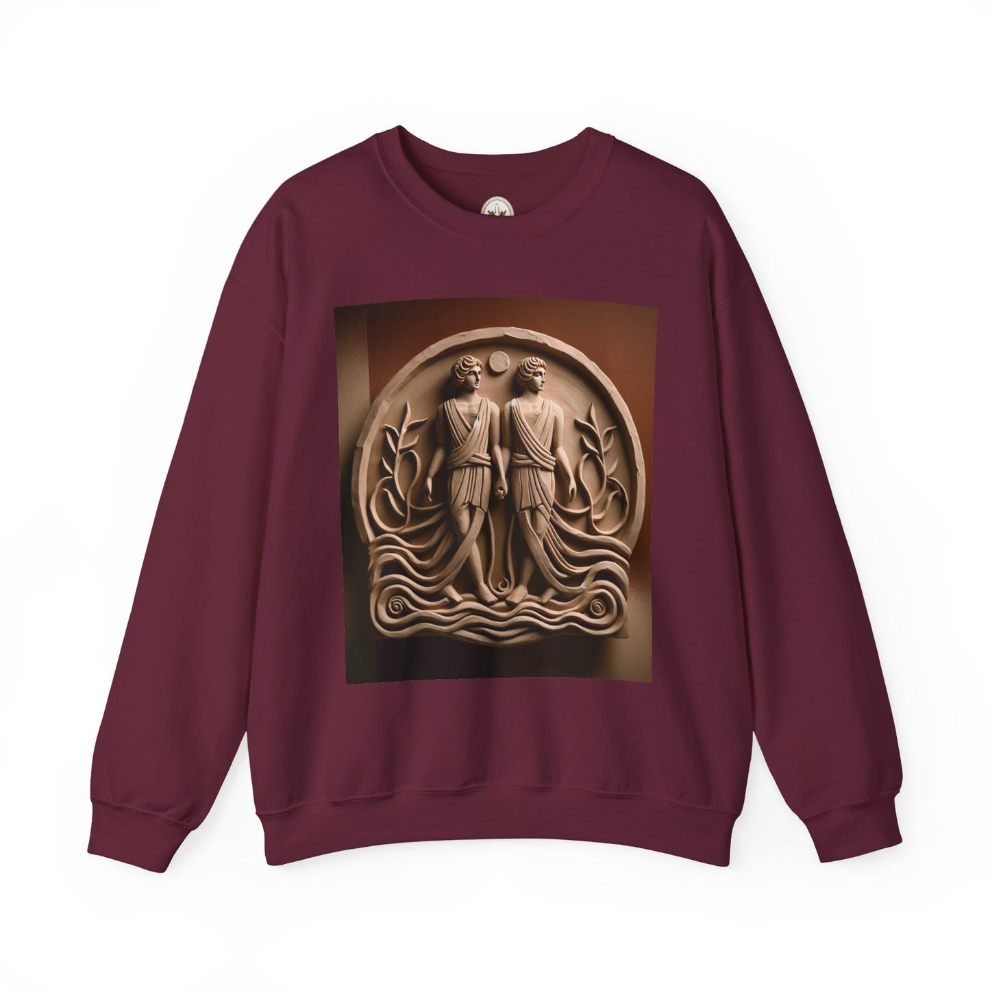 Unisex Heavy Blend™ Crewneck Sweatshirt, Stone Twins, Gemini Zodiac Design