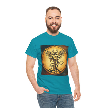Unisex Heavy Cotton T-Shirt, Twin Angel v1, Gemini Zodiac Design
