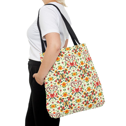 Tote Bag (AOP), Aries, Zodiac v2, Flower Pattern