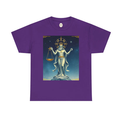 Unisex Heavy Cotton T-Shirt, Space, Libra God, Zodiac Design