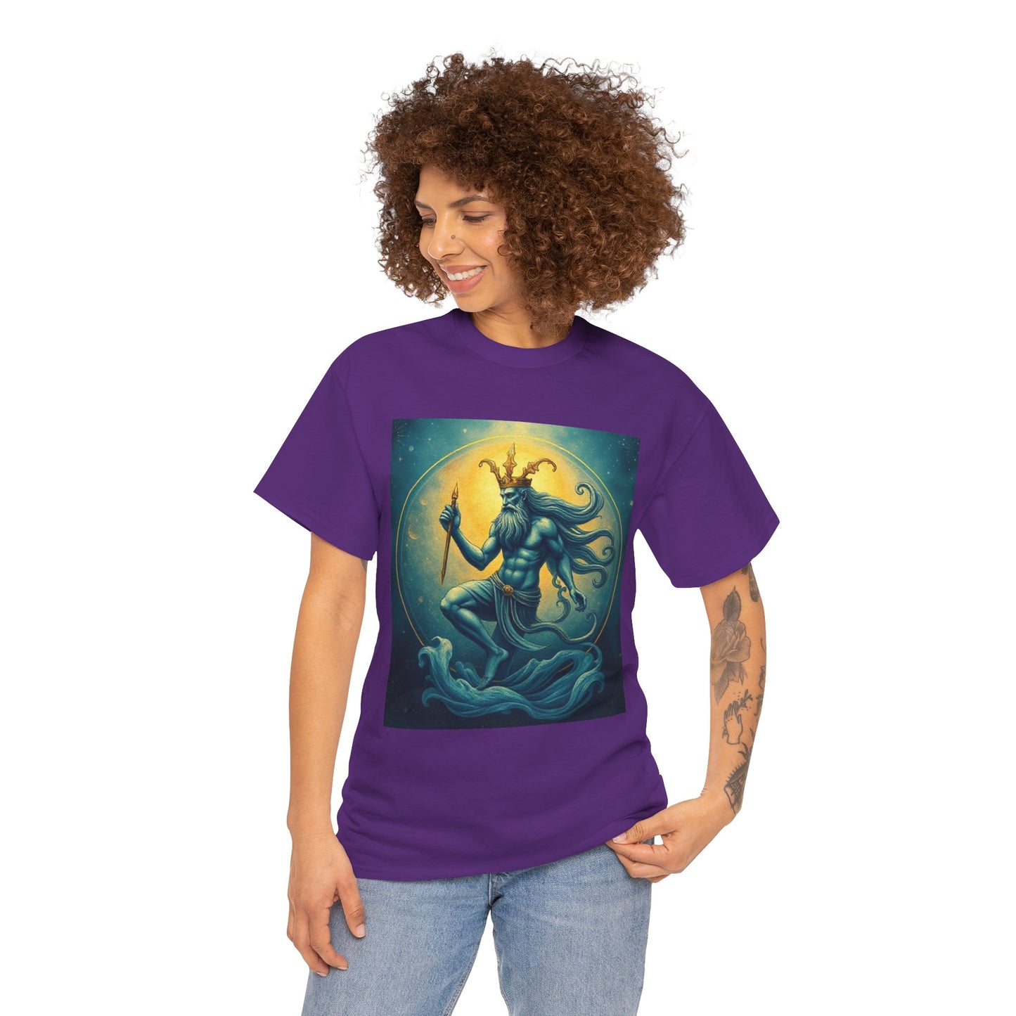 Unisex Heavy Cotton T-Shirt, Aquarius God, Zodiac Design
