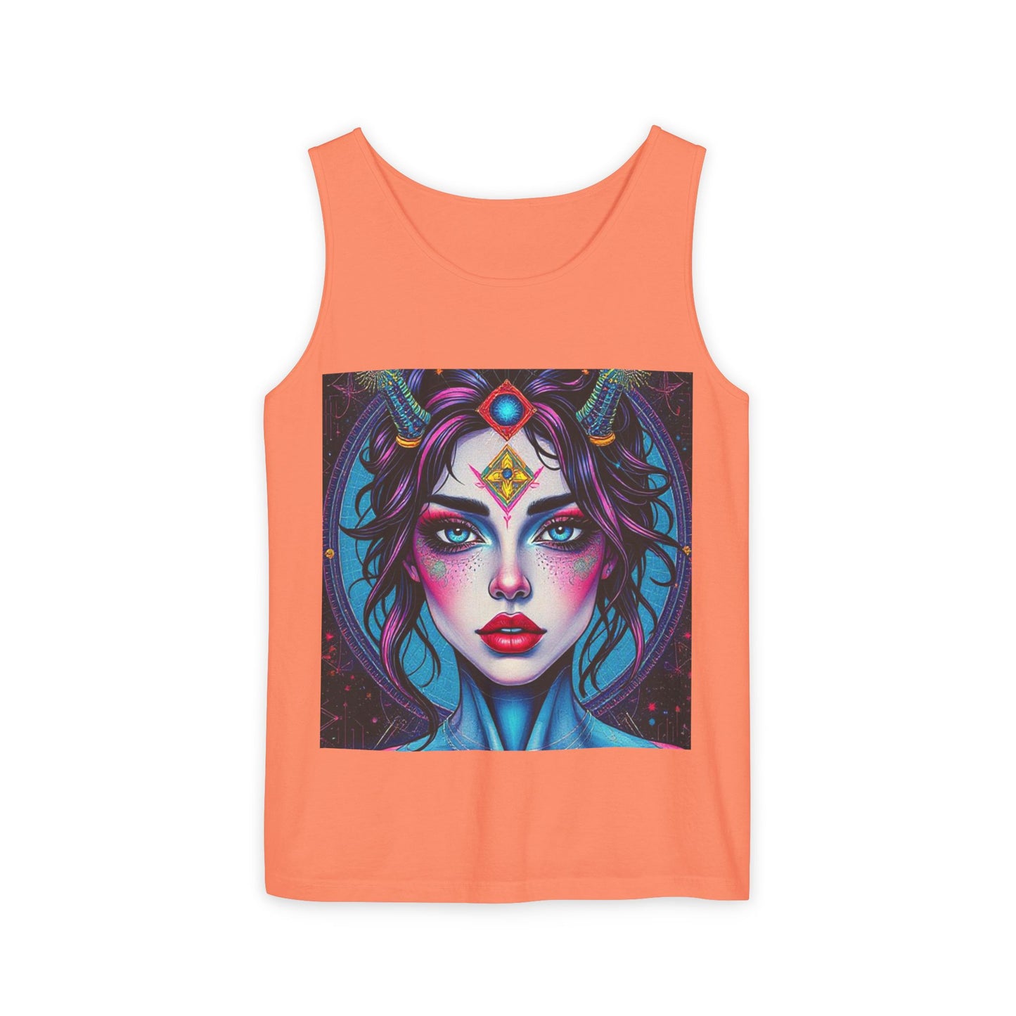 Unisex Garment-Dyed, Tank Top, Aquarius Design, Pop Art, 100% Ringspun US cotton