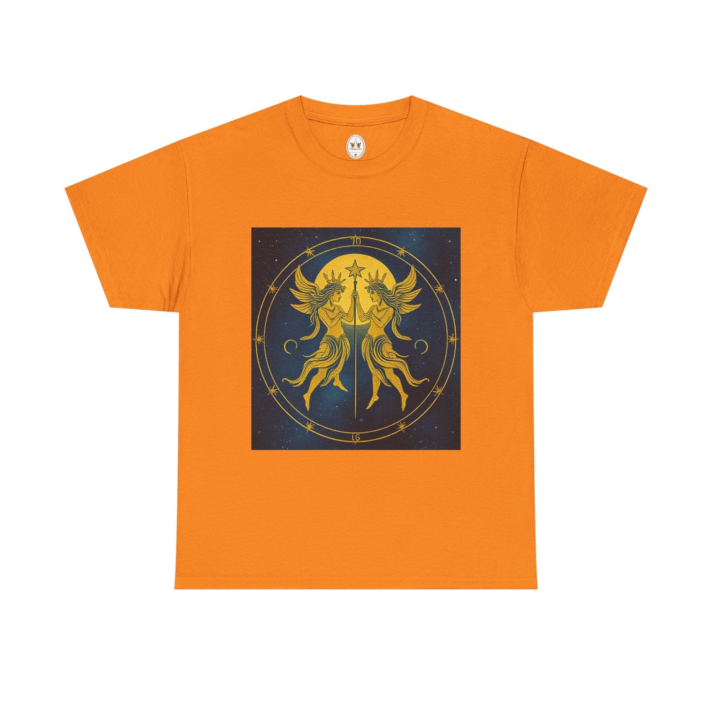 Unisex Heavy Cotton T-Shirt, Space Angel Twins v4, Gemini Zodiac Design