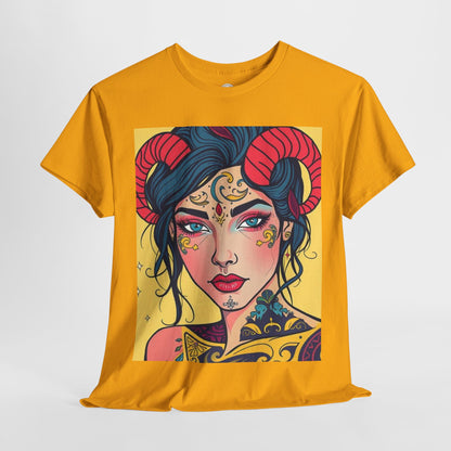 Unisex Heavy Cotton T-Shirt, Aries, Zodiac, Sexy Art