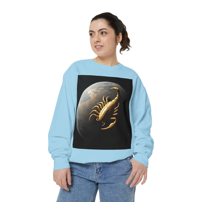 Garment-Dyed Sweatshirt, Unisex, Space Animal Design v1, Scorpio