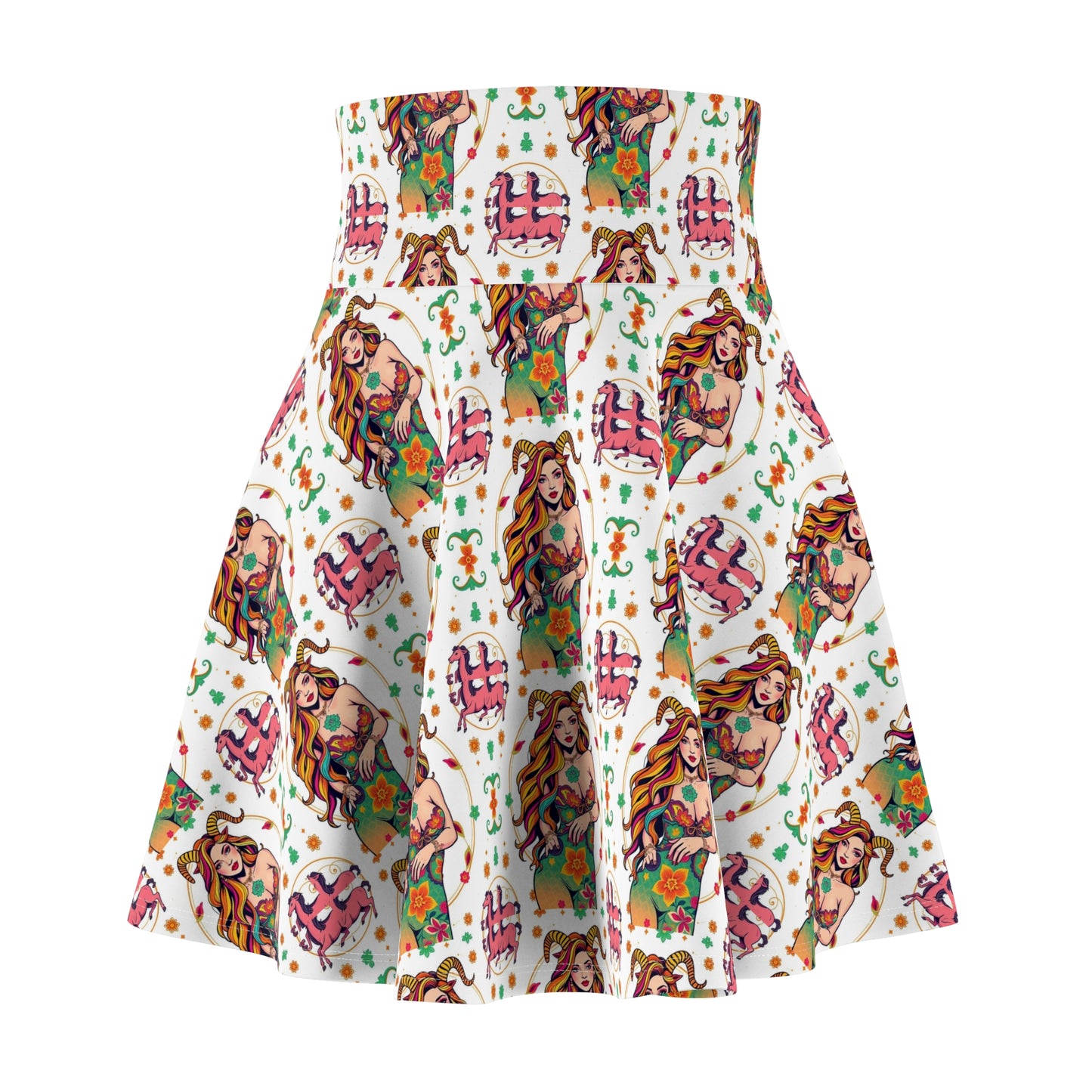Women's Skater Skirt, (AOP), Capricorn, Zodiac v1, Sexy Pattern