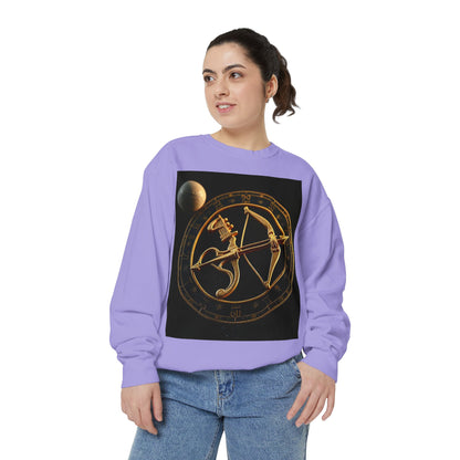 Garment-Dyed Sweatshirt, Unisex, Space Symbol Design, Sagittarius