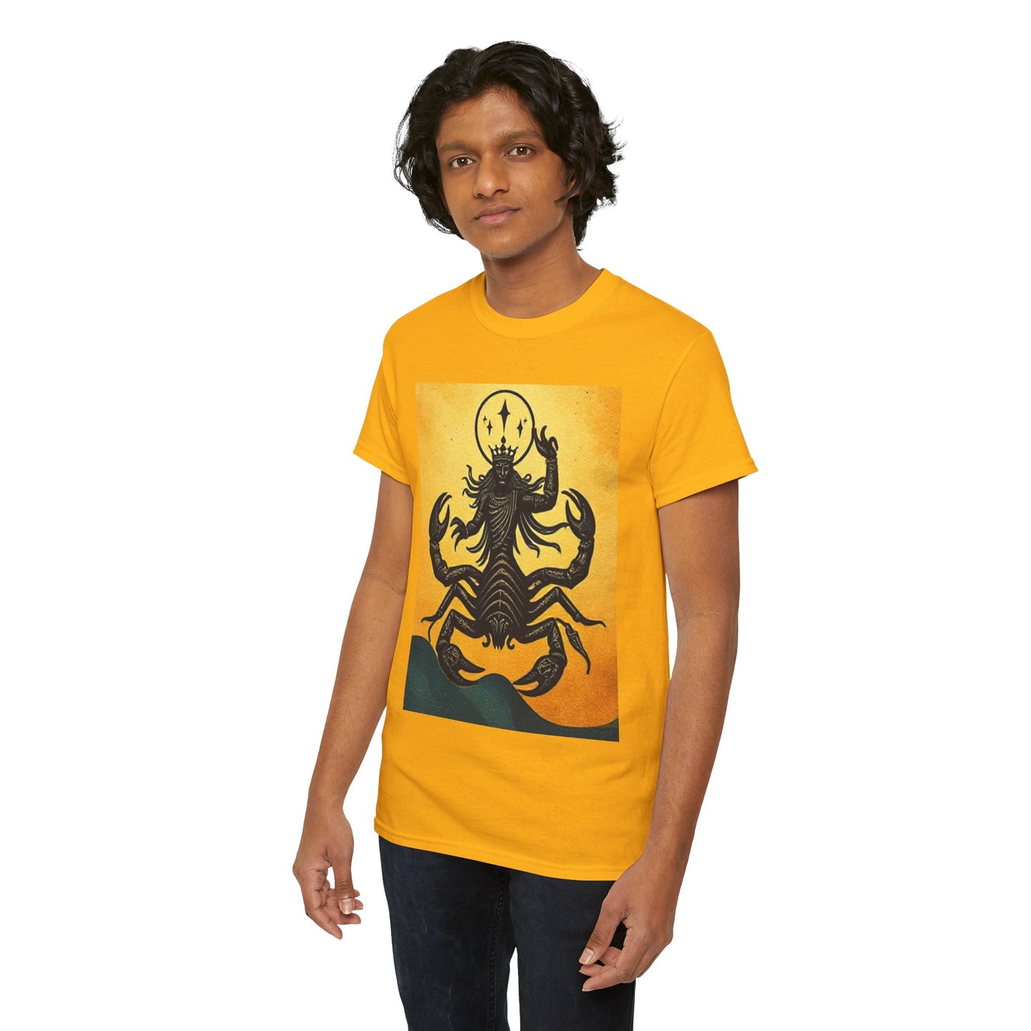 Unisex Heavy Cotton T-Shirt, Scorpion King, Print Art v1, Scorpio Zodiac Design