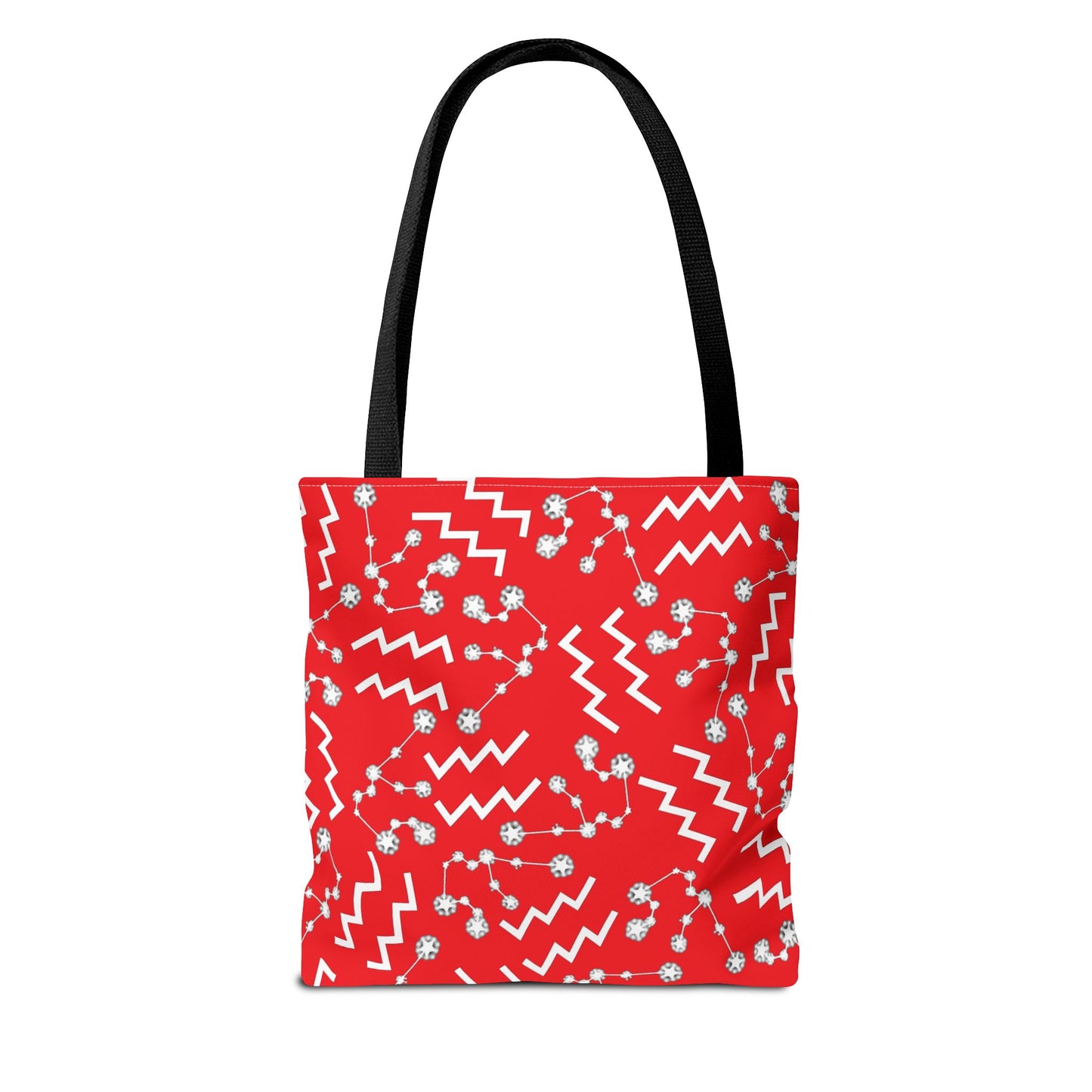 Tote Bag, Aquarius Zodiac Sign, AOP, (Red, White)