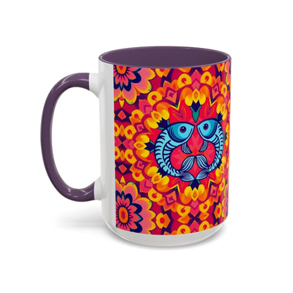 Accent Coffee Mug, Pisces, Zodiac v1, Flower Pattern, (11, 15oz)