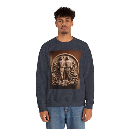 Unisex Heavy Blend™ Crewneck Sweatshirt, Stone Twins, Gemini Zodiac Design