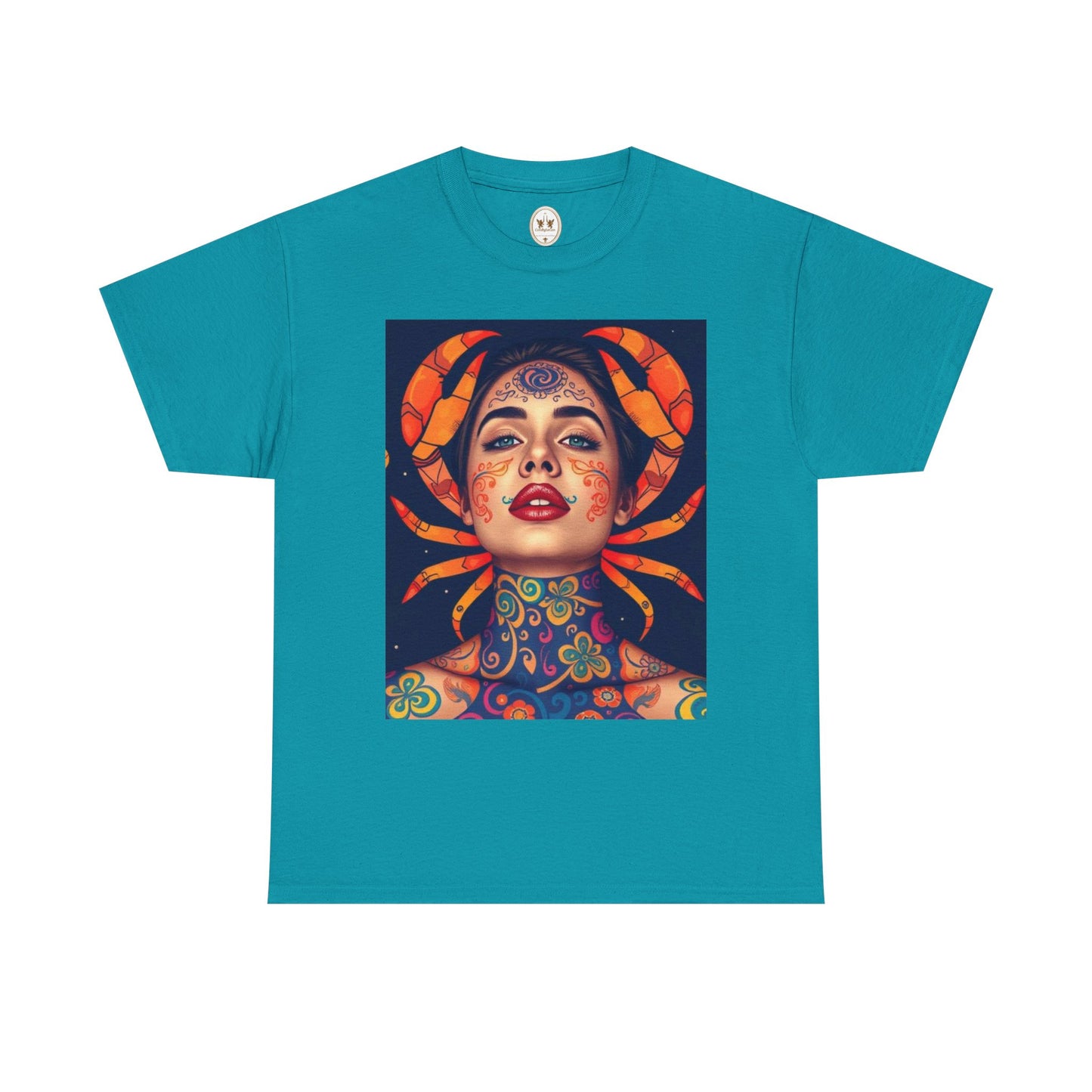 Unisex Heavy Cotton T-Shirt, Cancer, Zodiac v2, Sexy Art
