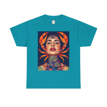 Unisex Heavy Cotton T-Shirt, Cancer, Zodiac v2, Sexy Art