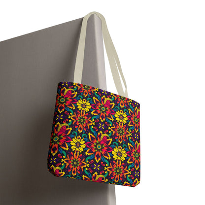 Tote Bag, (AOP), Capricorn, Zodiac, Flower Pattern