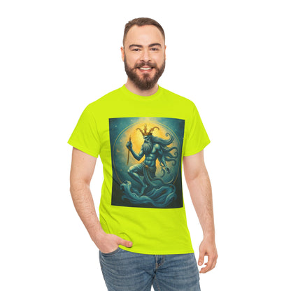 Unisex Heavy Cotton T-Shirt, Aquarius God 1, Zodiac Design
