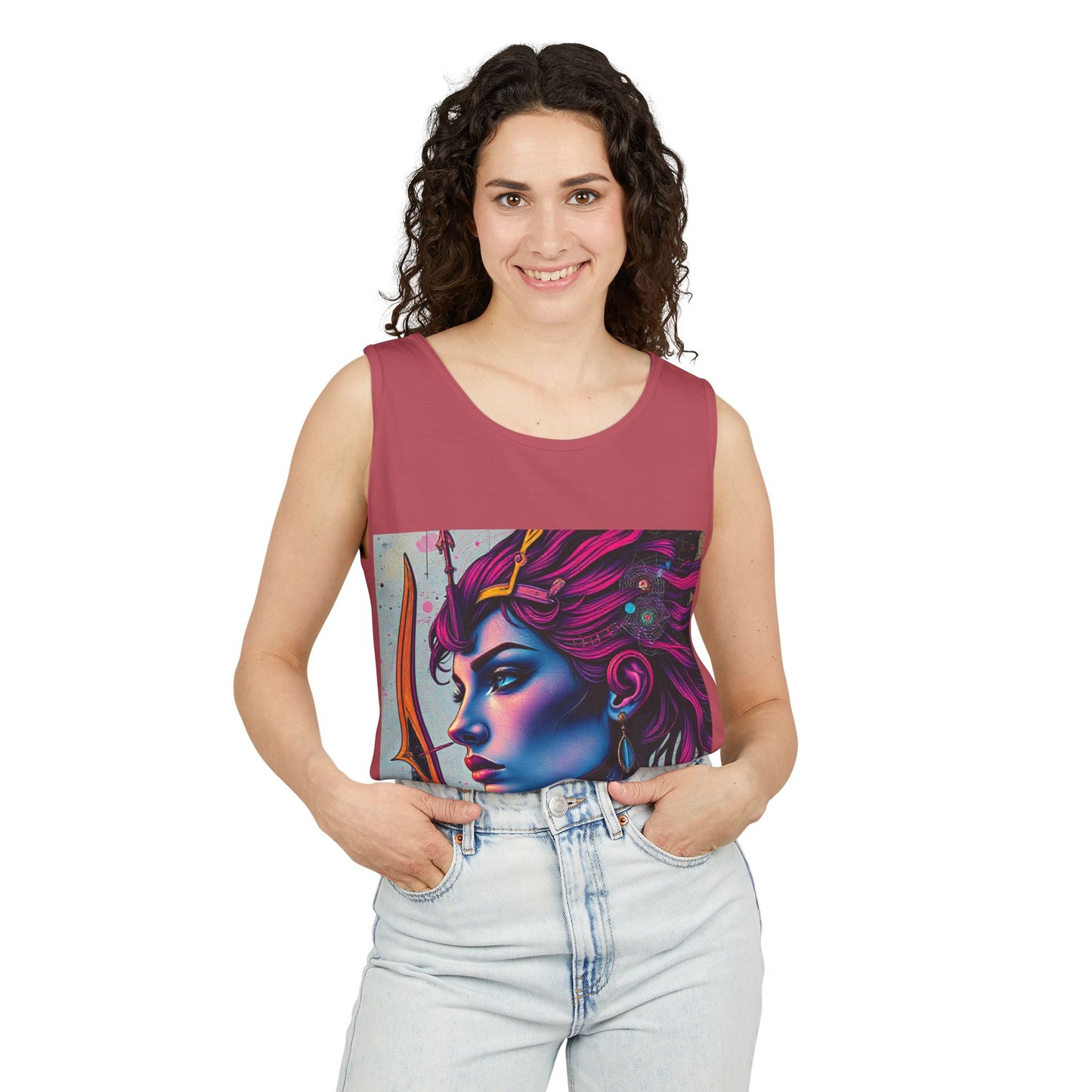 Unisex Garment-Dyed, Tank Top, Sagittarius Design, Pop Art, 100% US cotton