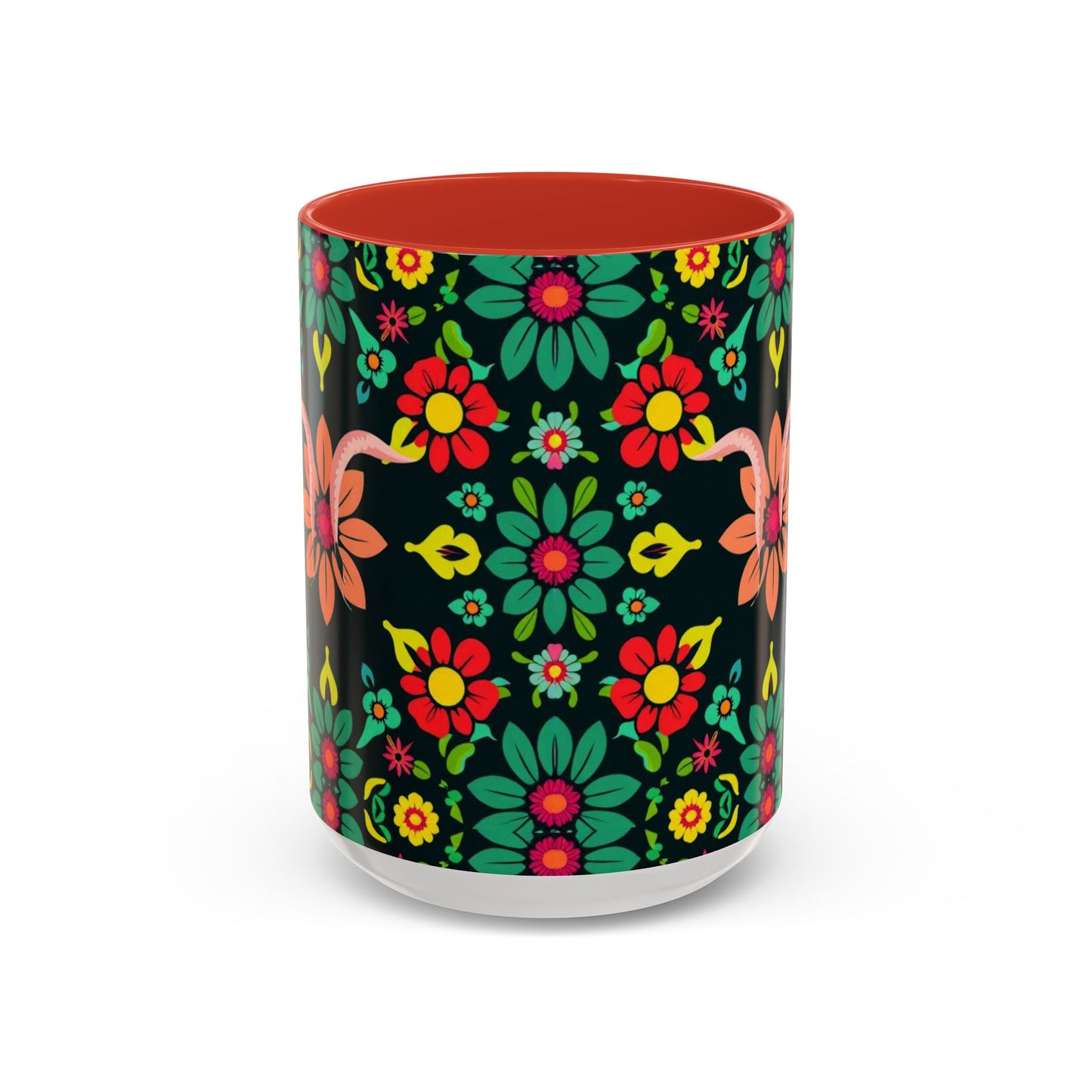 Accent Coffee Mug, Aquarius, Zodiac v4, Flower Pattern, (11, 15oz)