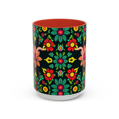 Accent Coffee Mug, Aquarius, Zodiac v4, Flower Pattern, (11, 15oz)