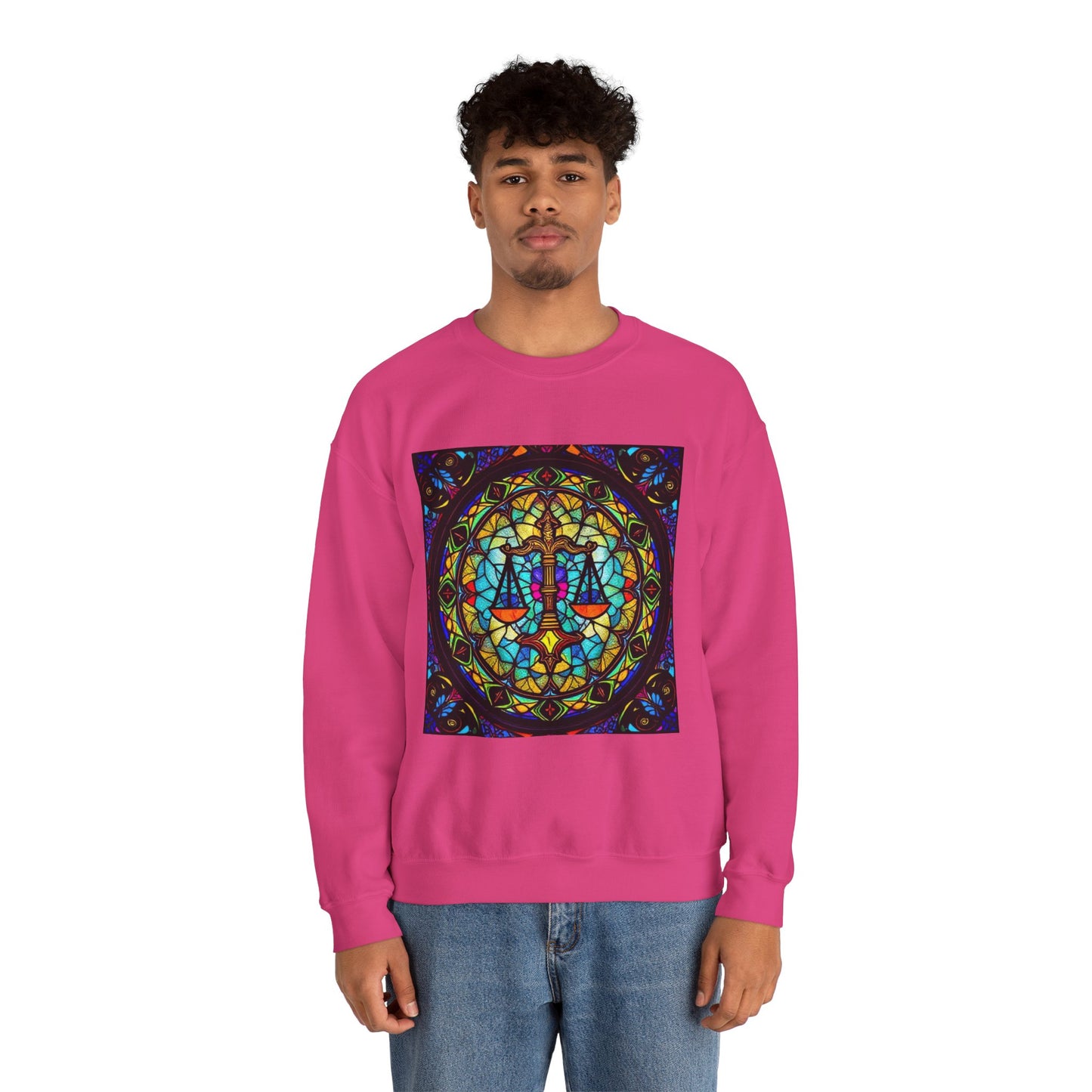 Unisex Heavy Blend™ Crewneck Sweatshirt, Glass, Libra Zodiac Design
