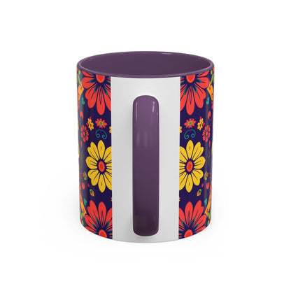 Accent Coffee Mug, Leo, Zodiac v3, Flower Pattern, (11, 15oz)