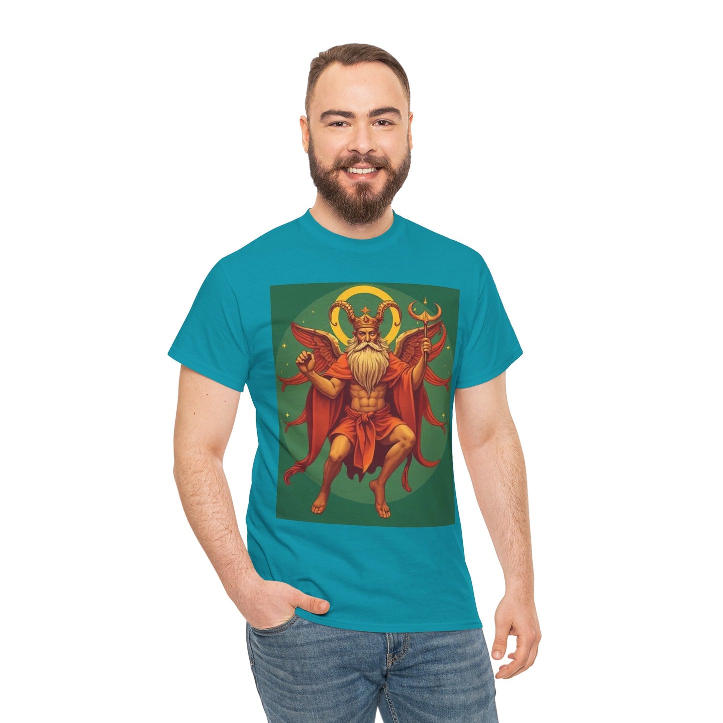Unisex Heavy Cotton T-Shirt, Aries God 1v, Zodiac Design