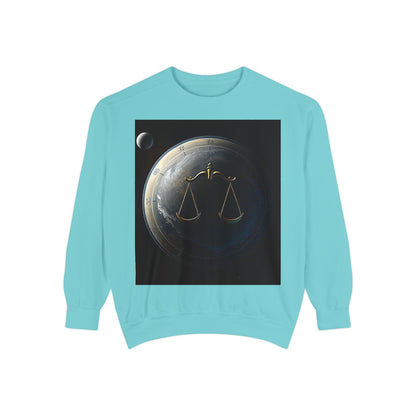 Garment-Dyed Sweatshirt, Unisex, Space Animal Design, Libra