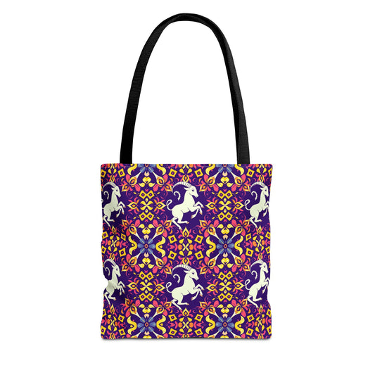 Tote Bag (AOP), Capricorn, Zodiac v2, Flower Pattern