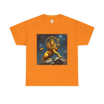 Unisex Heavy Cotton T-Shirt, King of Lions, Leo Zodiac Design