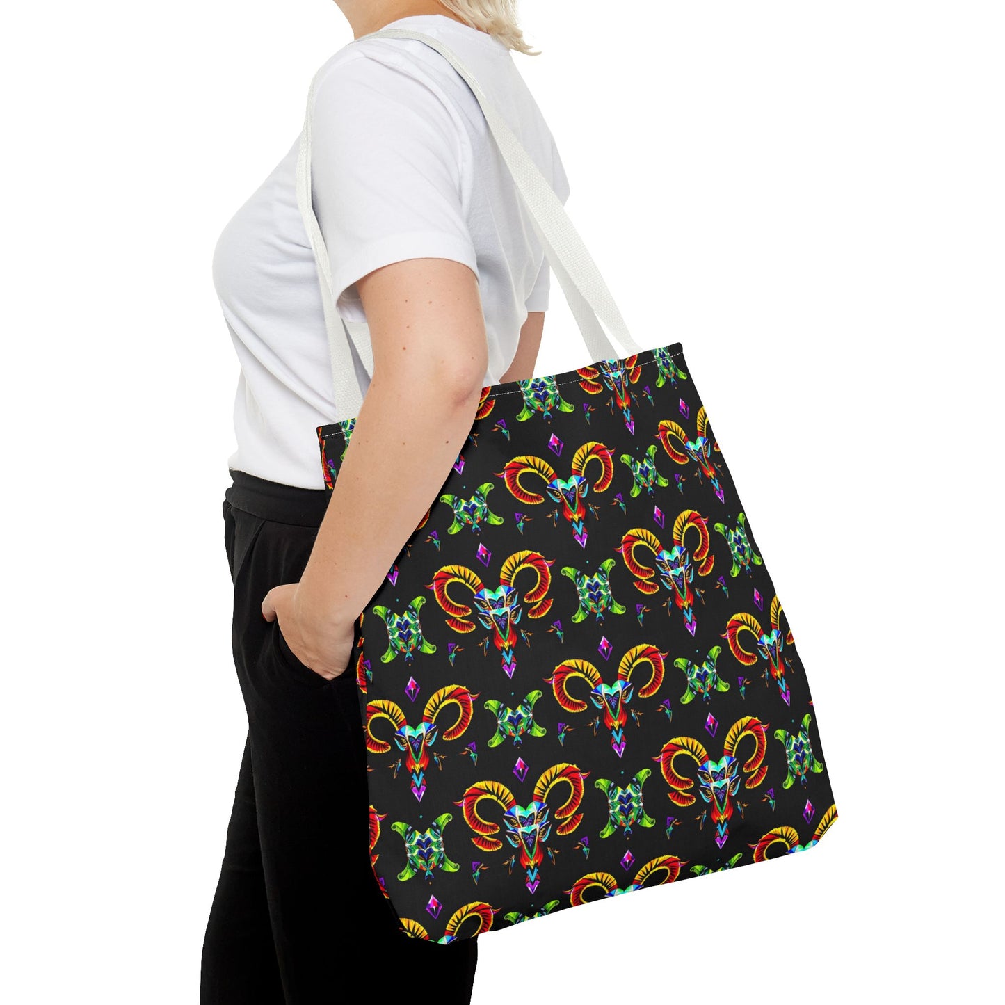Tote Bag (AOP), Aries, Zodiac, Jewel Pattern