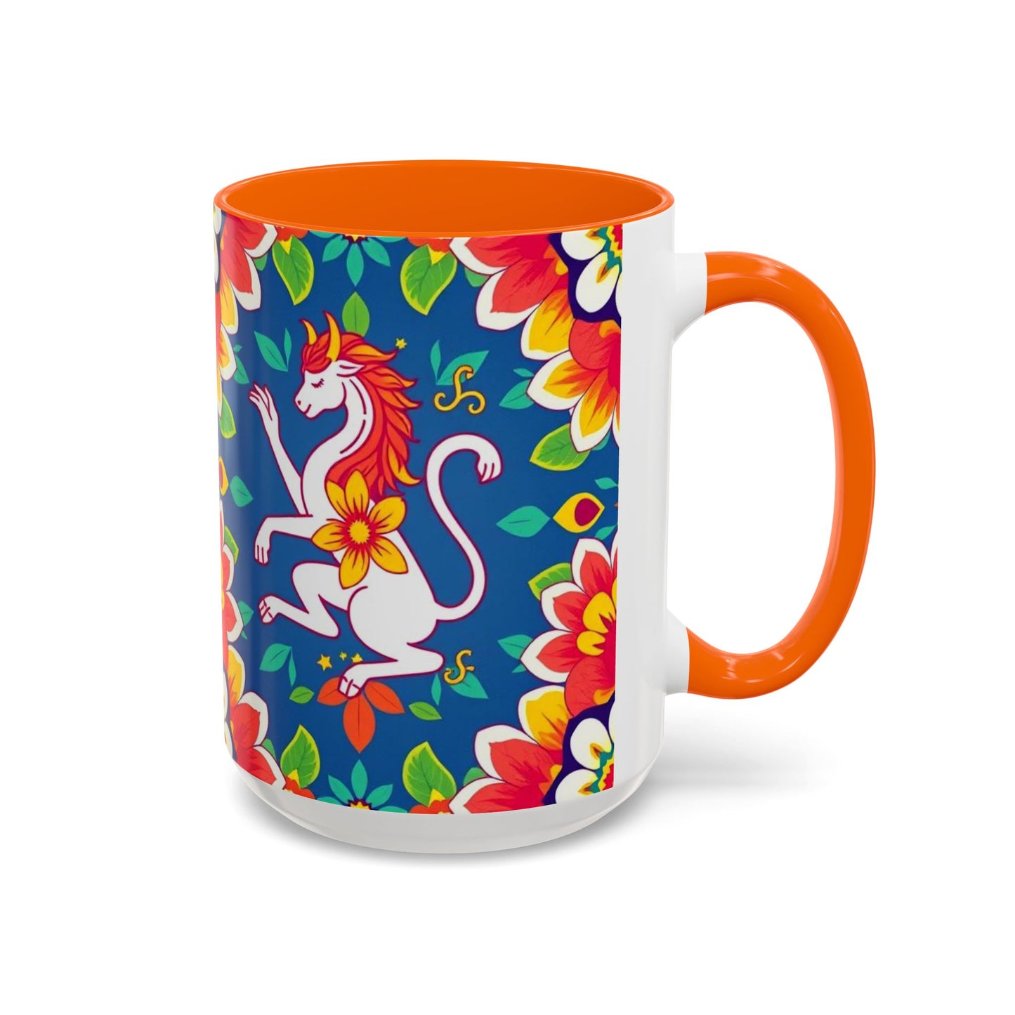 Accent Coffee Mug, Virgo, Zodiac v3. Flower Pattern, (11, 15oz)