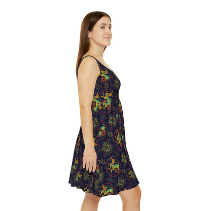 Women's Skater Dress, AOP, Zodiac v1, Virgo, Pattern