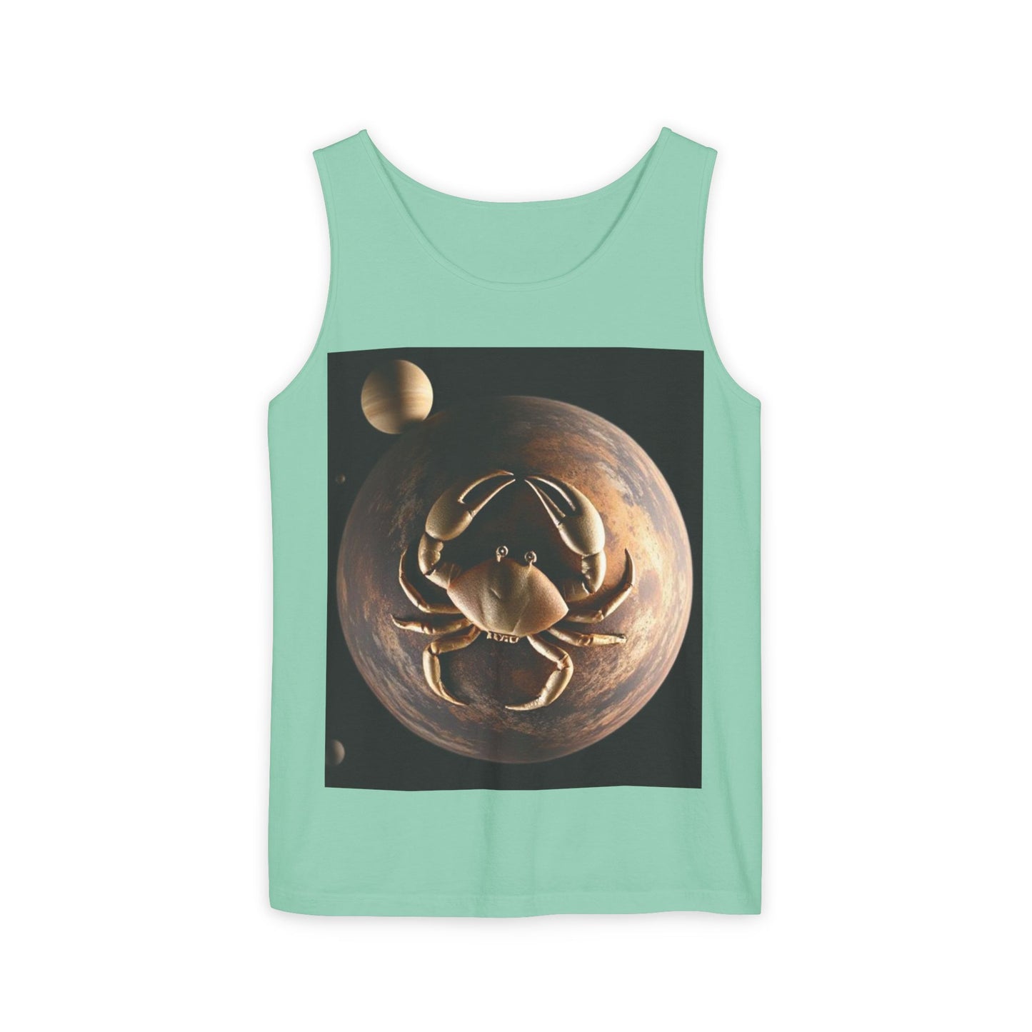 Unisex Garment-Dyed, Tank Top, Cancer Design, Planet Crab v1, 100% US cotton
