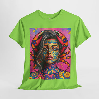Unisex Heavy Cotton T-Shirt, Cancer, Zodiac v3, Sexy Art