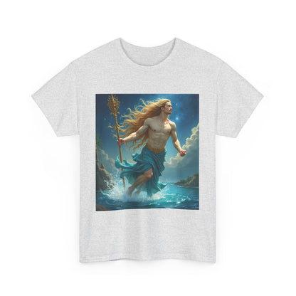 Unisex Heavy Cotton T-Shirt, Aquarius God 4v, Zodiac Design