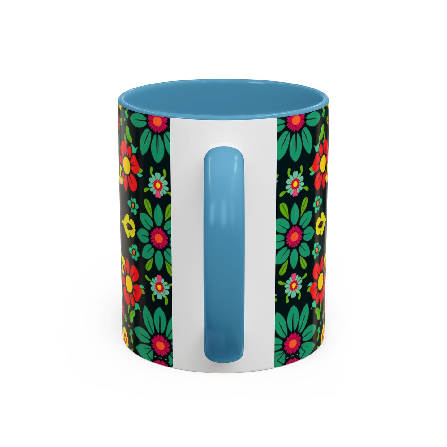 Accent Coffee Mug, Aquarius, Zodiac v4, Flower Pattern, (11, 15oz)