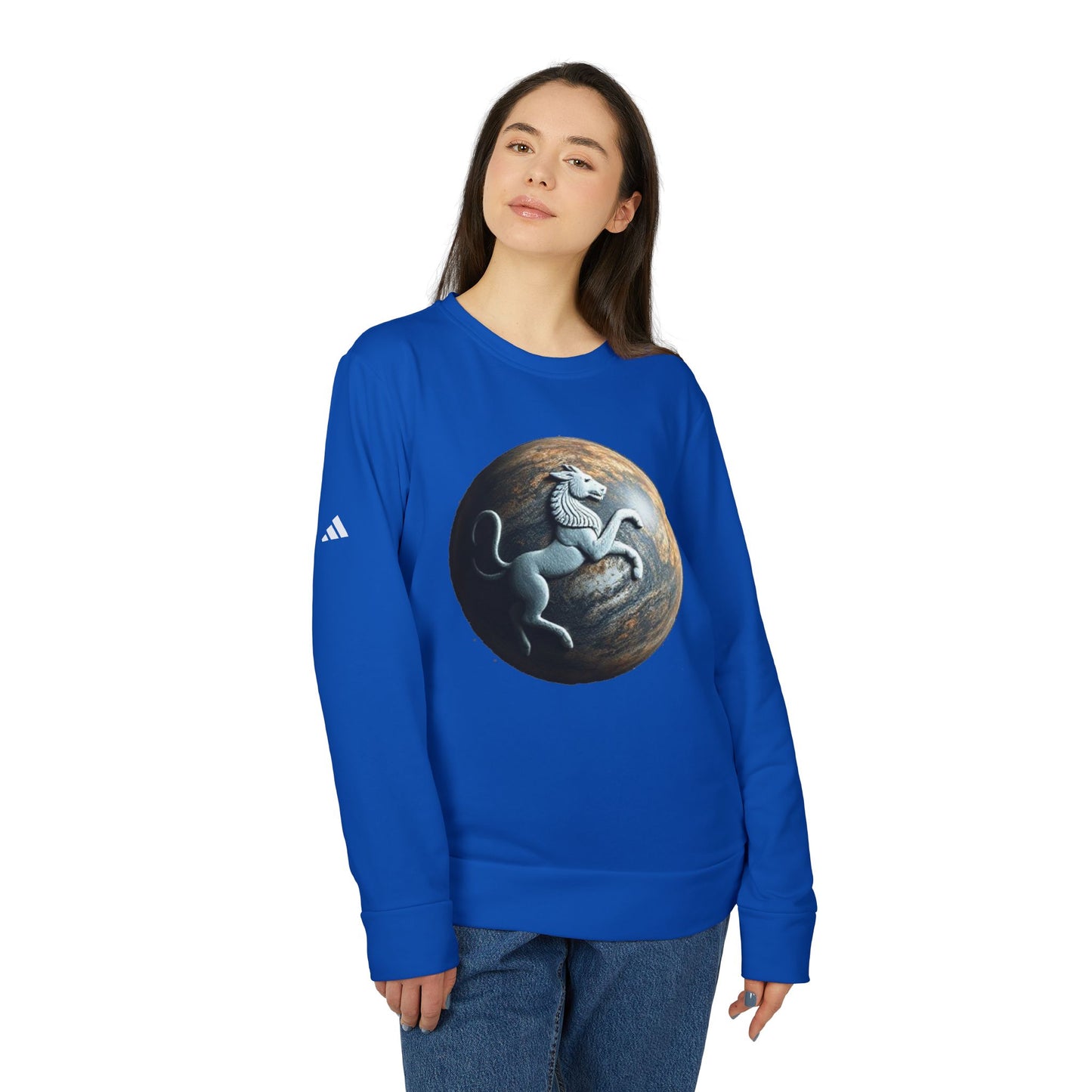 Adidas, Unisex Fleece Crewneck Sweatshirt, Aquarius, Planet Animal, Zodiac
