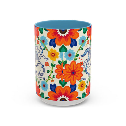 Accent Coffee Mug, Virgo, Zodiac v2. Flower Pattern, (11, 15oz)