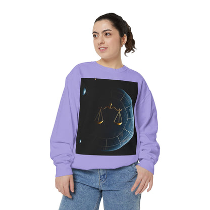 Garment-Dyed Sweatshirt, Unisex, Space Animal Design v1, Libra