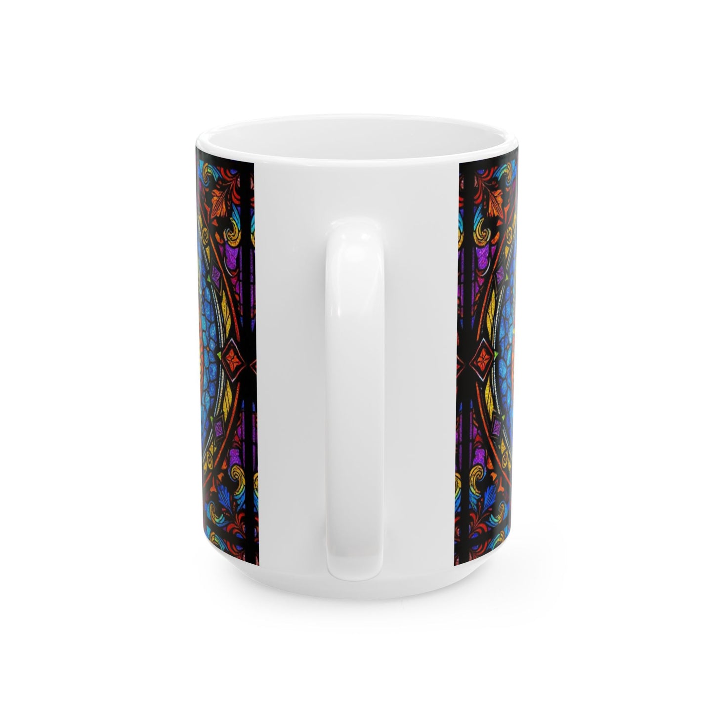 Ceramic Mug, (11oz, 15oz), Ceramic Coffee Mug, AOP, Glass Design, Pisces Zodiac Sign