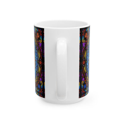 Ceramic Mug, (11oz, 15oz), Ceramic Coffee Mug, AOP, Glass Design, Pisces Zodiac Sign