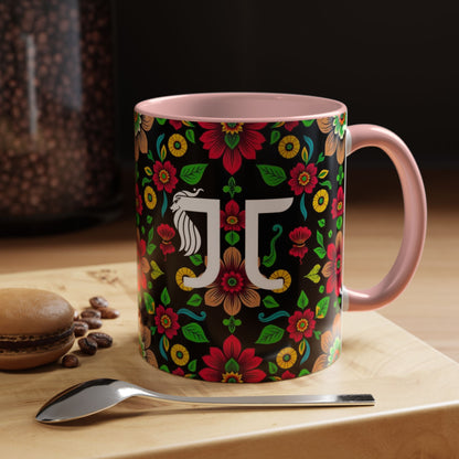 Accent Coffee Mug, Gemini, Zodiac v4, Flower Pattern, (11, 15oz)