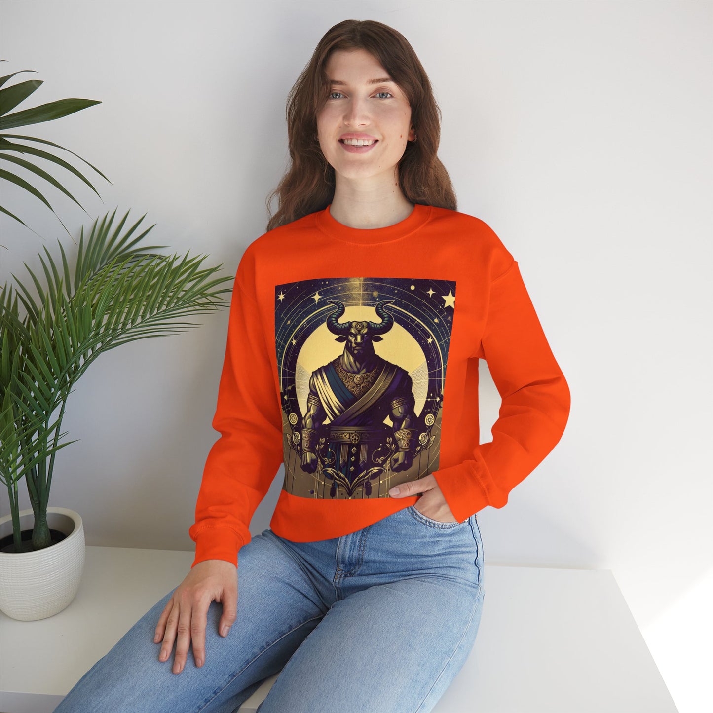 Unisex Heavy Blend™ Crewneck Sweatshirt, Minotaur, Taurus Zodiac Design