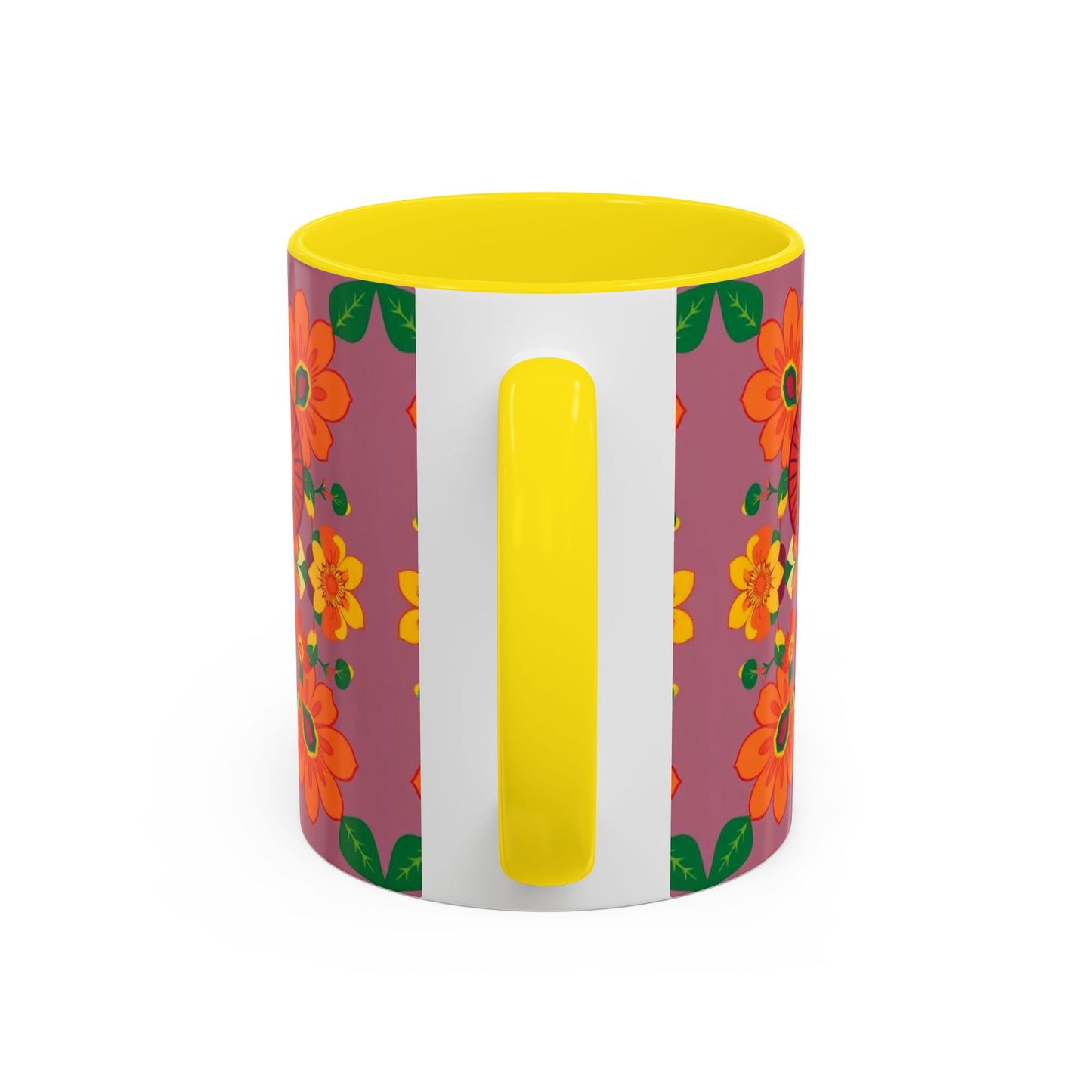 Accent Coffee Mug, Aries, Zodiac v1, Flower Pattern, (11, 15oz)