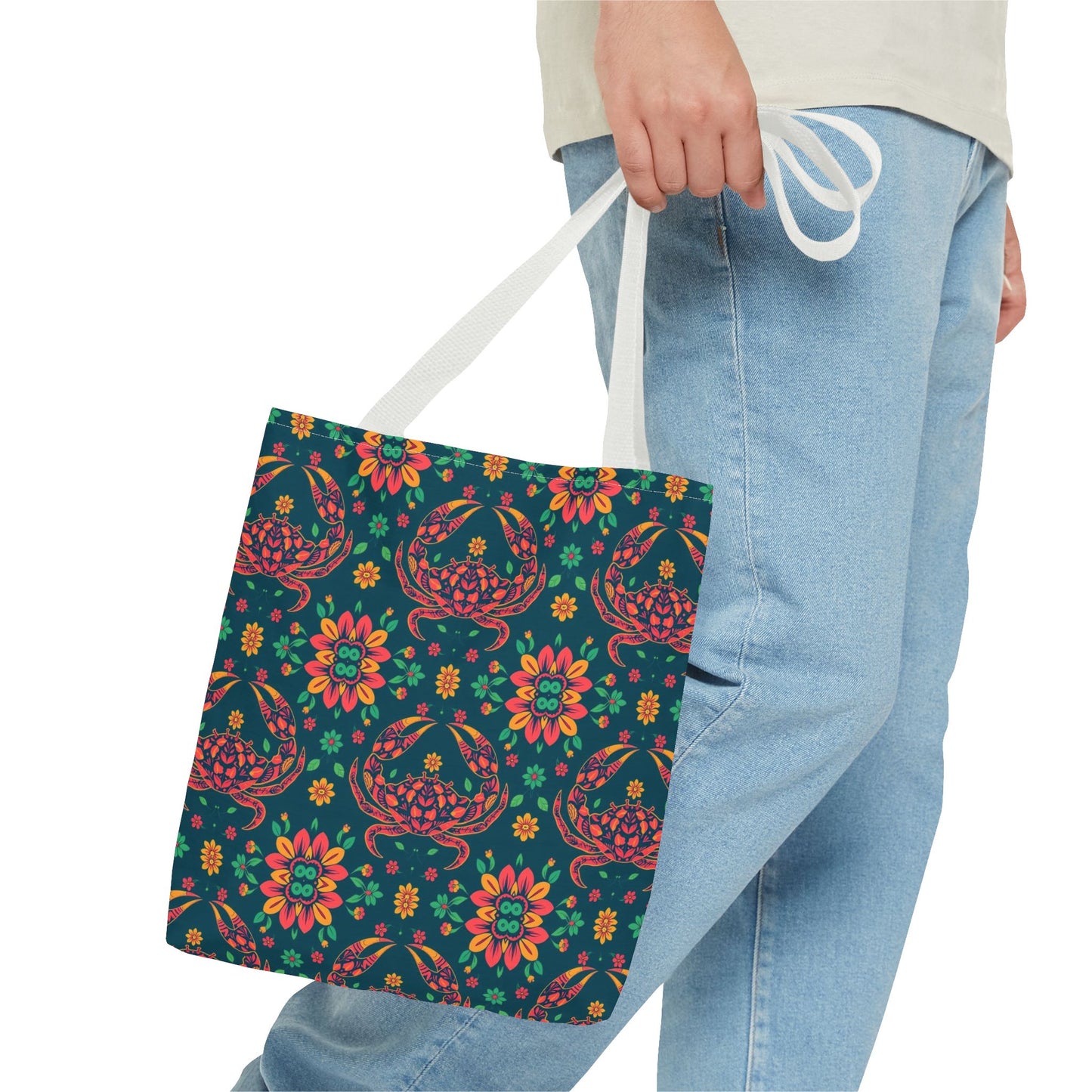 Tote Bag (AOP), Cancer, Zodiac v2, Flower Pattern